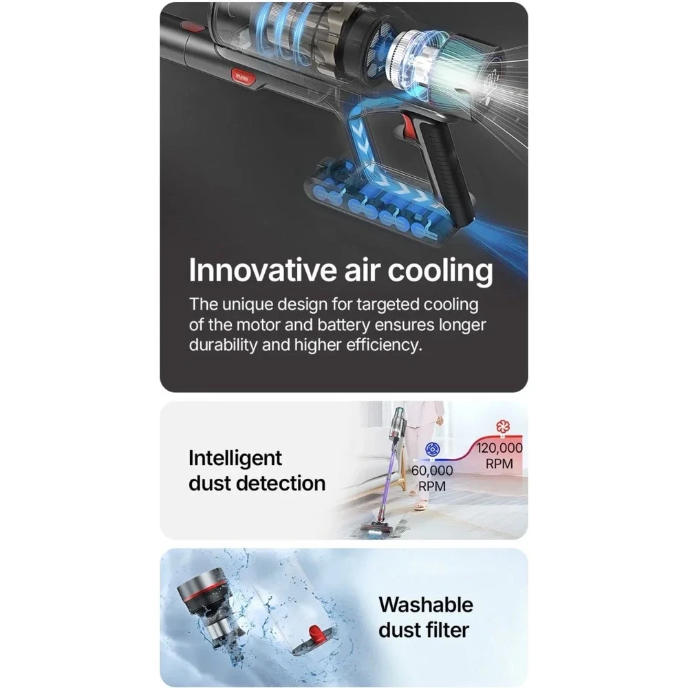 Oryzom Cordless Vacuum V1 Ultra – Next-Gen 120,000 RPM Motor HEPA Filter LED